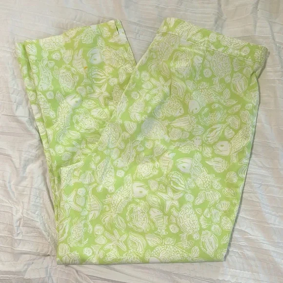 Lilly Pulitzer Lime Green Ankle Cropped Pants - Picture 1 of 11